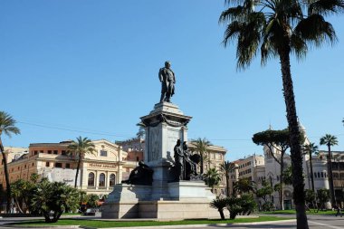 The Camillo Benso Conte di Cavour monument statue in Piazza Cavour, Rome, Italy clipart