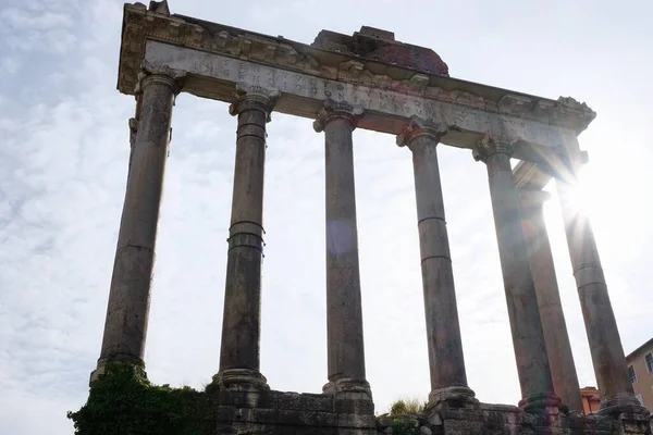 Vespasianus Och Titus Tempel Ruinerna Det Romerska Forumet Rom — Stockfoto