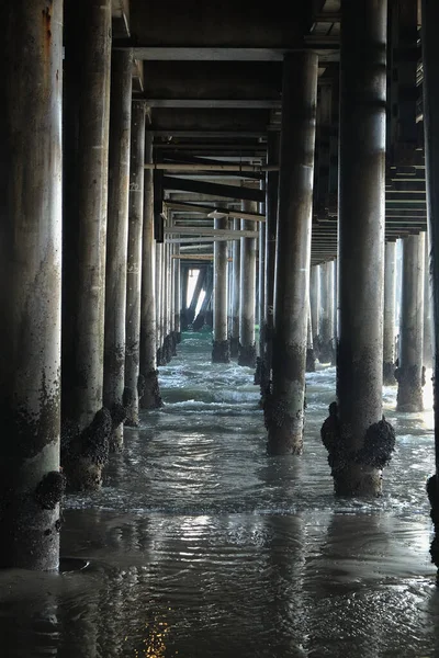 ロサンゼルスのサンタモニカ桟橋の底にある柱は — ストック写真