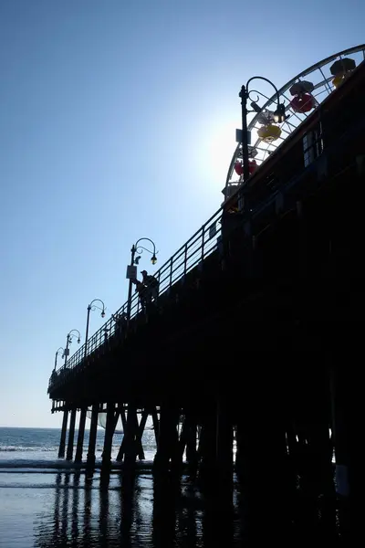 Jetée Santa Monica Silhouette Jetée Roue Ferris — Photo