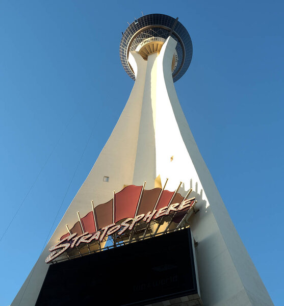 Las Vegas, Nevada, U.S.A 09-17- 2018: 1,149-foot (350-meter) stratosphere tower of the Stratosphere Las Vegas hotel and casino