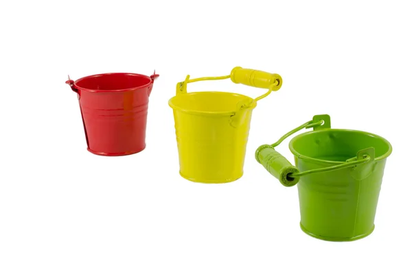 Three buckets cascade isolated on white — Stock Photo, Image