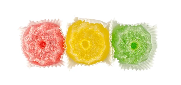 Gelatina di frutta candita colorata isolata su bianco — Foto Stock