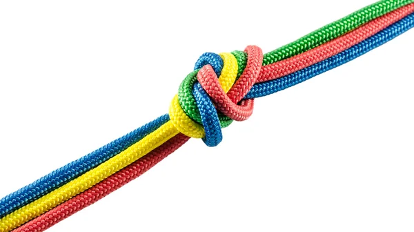 Tie from colorful ropes isolated on white — Stock Photo, Image