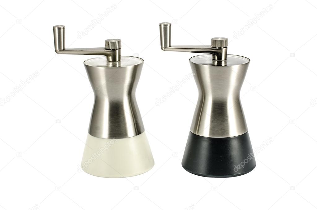 Salt and pepper mills isolated on white