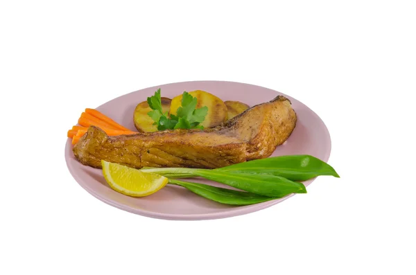 Grilled carp at dish — Stockfoto