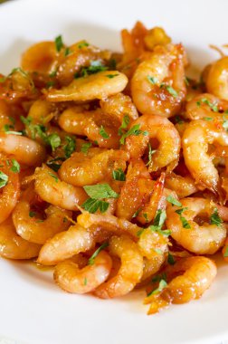 Izgara bal Sarımsak Karides plaka