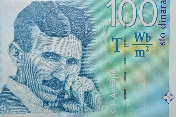 Nikolas tesla på serbisk dinar sedel — Stockfoto