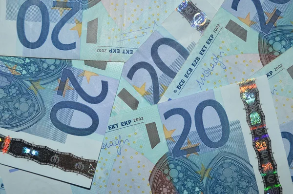 Twenty euro banknotes background — Stock Photo, Image