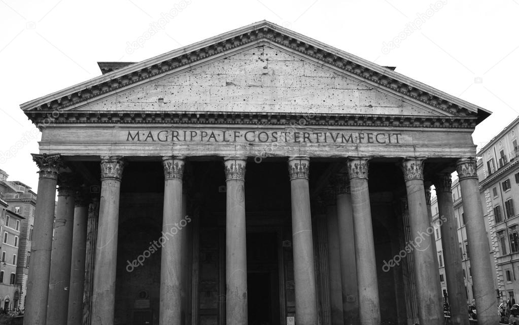 Pantheon in Rome black and white