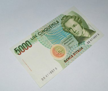 5000 liret eski İtalyanca banknot para birimi