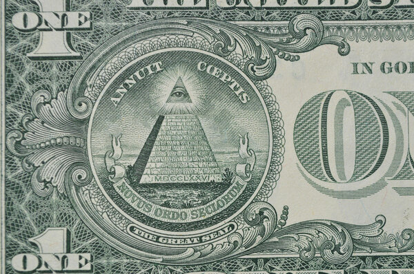 One us dollar banknote back side