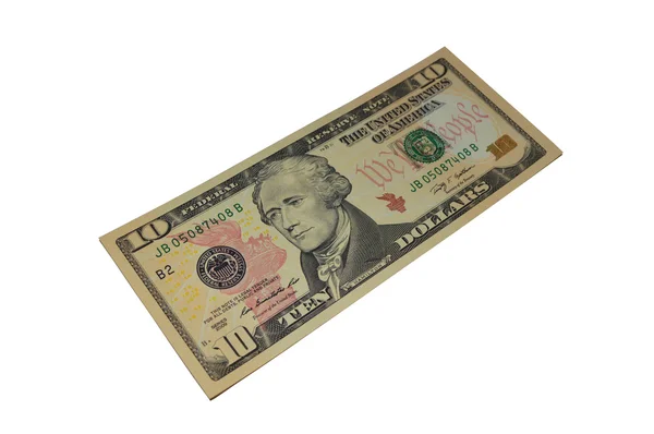 Новая банкнота в десять долларов. — стоковое фото