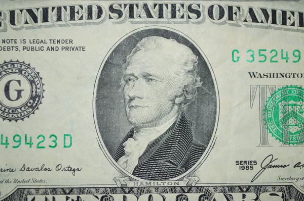 Банкнота в 10 долларов США — стоковое фото
