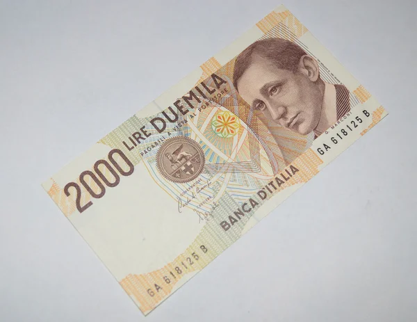 2000 liret eski İtalyanca banknot para birimi — Stok fotoğraf