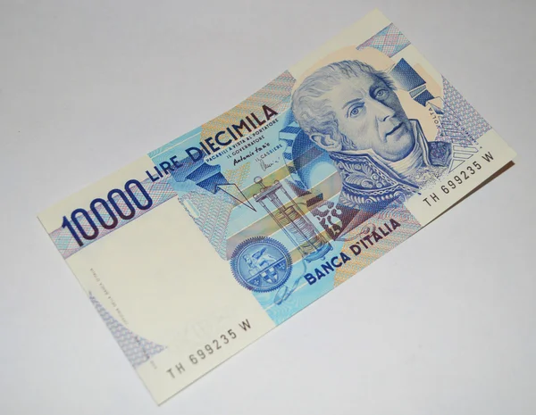 10000 лир старой итальянской банкноты — стоковое фото