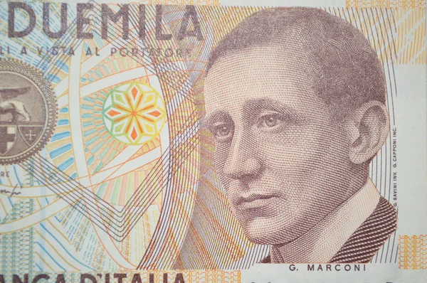 Marconi italiensk uppfinnare på 2000 lire sedel — Stockfoto