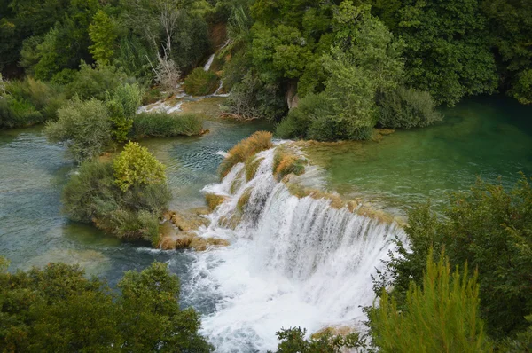 Krka park river and big  waterfall in croatia — Stock Photo, Image