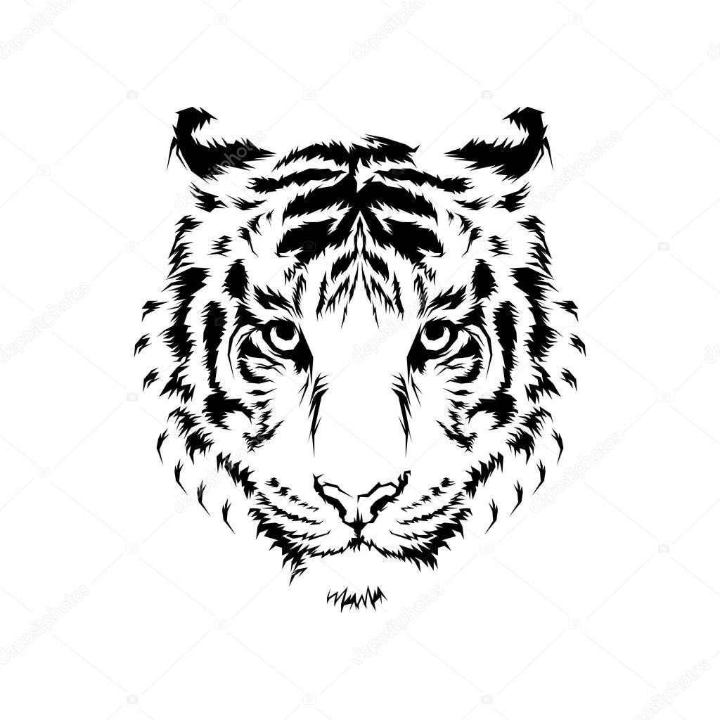 Tiger head vector illustration. Hand draw animals head design