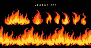 Renkli el ateş şekli ayarlandı. Pastel kalem demeti kolaj, çıkartma, poster ve afiş için. Vektör illüstrasyonu