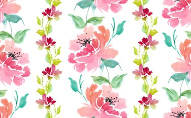 Suluboya çiçek deseni. Kusursuz el çizimi çiçek deseni.