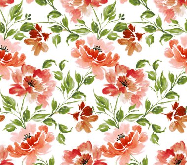 Suluboya çiçek deseni. Kusursuz el çizimi çiçek deseni.