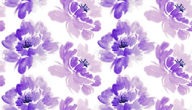 Suluboya çiçek deseni. Kusursuz el çizimi çiçek deseni.