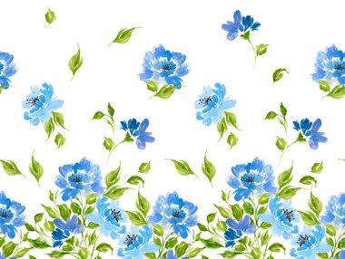 Suluboya çiçek desenli tasarım. Kusursuz çiçek deseni.