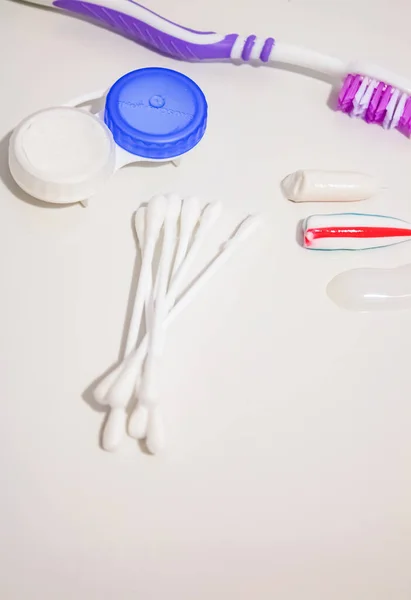 Daily tools for caring for teeth and ears — Stock Photo, Image