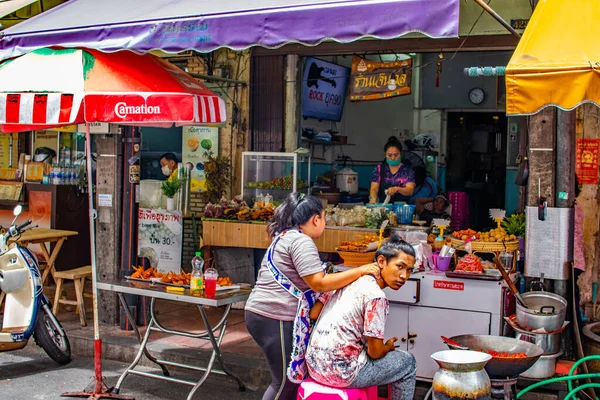 Straatleven Bangkok Thailand September 2020 — Stockfoto