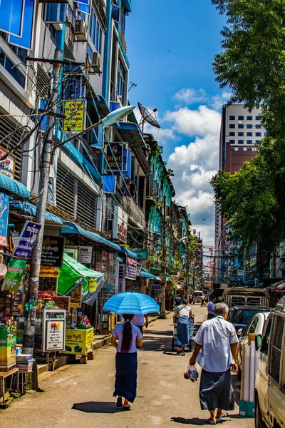 Streetlife Yangon Myanmar Antes Birmania — Foto de Stock