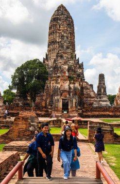 Ayutthaya Tayland 'daki Wat Chai Watthanaram, bir eğitim gezisi kapsamında ziyaret edildi. 04 / 09 / 20220