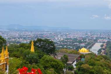 Mandalay Myanmar Burma Güneydoğu Asiaview Mandalay Tepesi 'nden manzara ve şehir manzarası