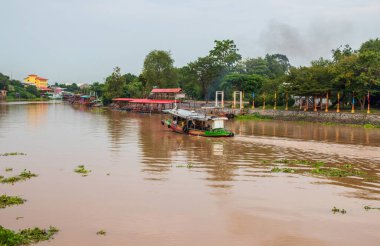 Ayutthaya Tayland ve Güneydoğu Asya, Chao Phraya Nehri 'ni ziyaret edin.