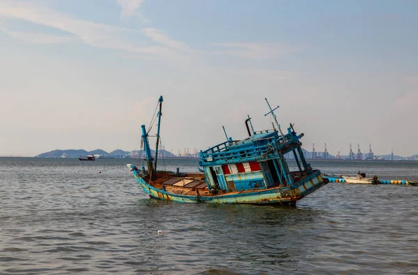 Velho Navio Mar Golfo Tailândia — Fotografia de Stock