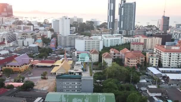 Pattaya Distrito Chonburi Sudeste Asiático Vista Para Telhados Paisagem Urbana — Vídeo de Stock