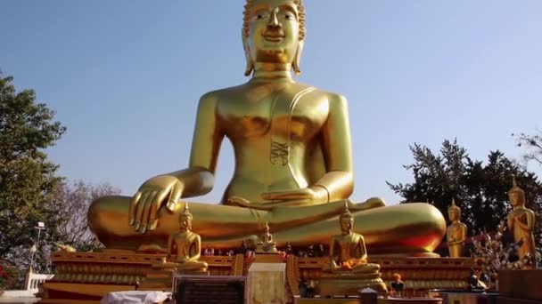 Golden Big Buddha Thailand Southeast Asia — Stock Video