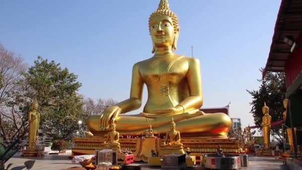 Gouden Grote Boeddha Thailand Zuidoost Azië — Stockvideo