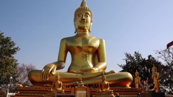 Złoty Wielki Budda Tajlandii Południowo Wschodniej Azji — Wideo stockowe