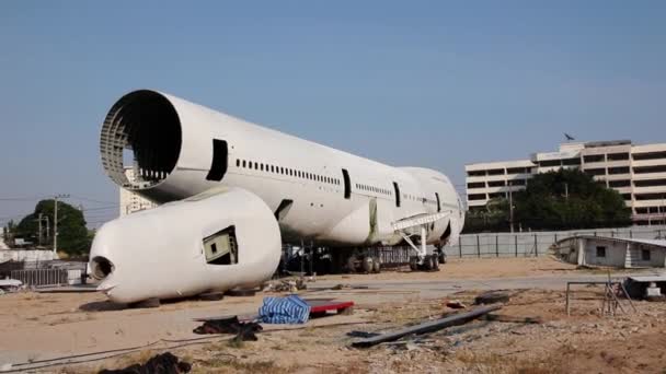 Pattaya Distrito Chonburi Tailandia Asia Viejo Avión Descartado Jumbo Jet — Vídeos de Stock