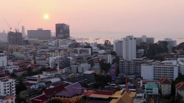 Linia Orizontului Orașului Apusul Soarelui Thailanda Asia Sud Est Fotografiată — Videoclip de stoc