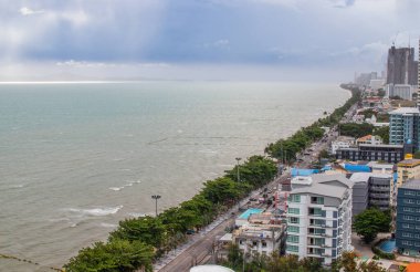 Şehir manzarası, gökdelen, sahil, sahil ve Jomtien Bölgesi Chonburi Tayland ve Güneydoğu Asya