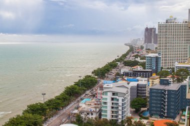 Şehir manzarası, gökdelen, sahil, sahil ve Jomtien Bölgesi Chonburi Tayland ve Güneydoğu Asya