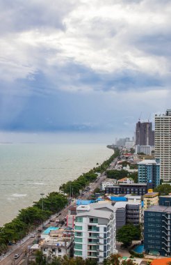 Şehir manzarası, gökdelen, sahil, sahil ve Jomtien Bölgesi Chonburi Tayland ve Güneydoğu Asya