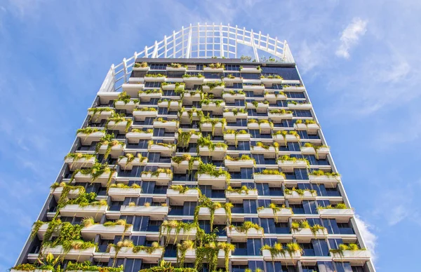 Вкусом Современный Зеленый Фасад Многоэтажного Здания — стоковое фото