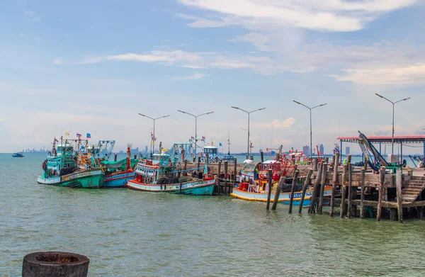 Fischerboote Einem Pier Thailand Südostasien — Stockfoto