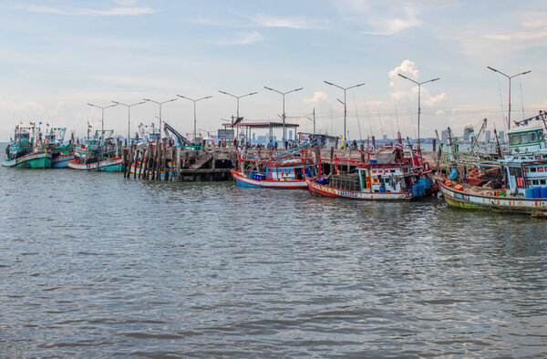 fishing boats at a Pier in Thailand Southeast Aasia