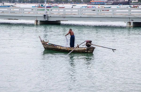 Rybář Při Práci Moře — Stock fotografie