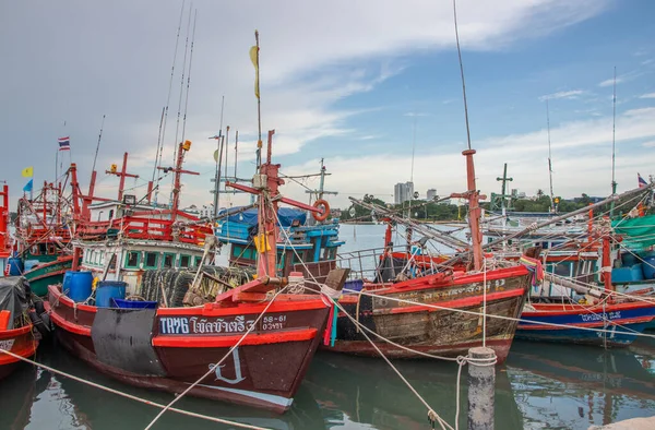 Fischerboote Einem Pier Thailand Südostasien — Stockfoto