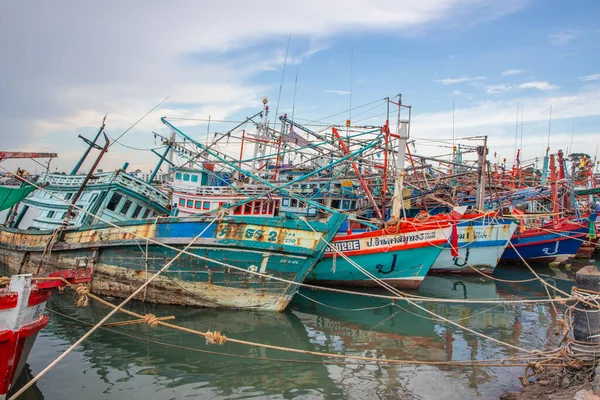 Barcos Pesca Cais Tailândia Sudeste Asiático — Fotografia de Stock